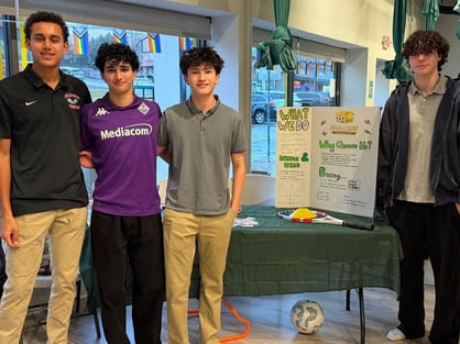 Mason Beaupierre, Kalyan Rochette, Kai House, Dante Santageli show off their business concept at the Makers Market.