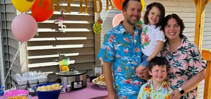 Blair with her husband Mike and children, Peyton and Parker.